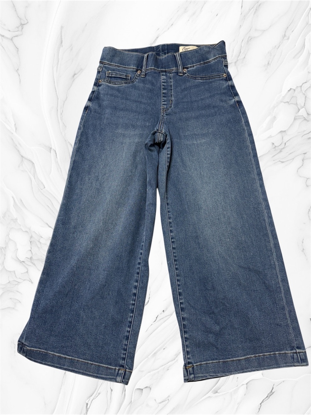 Cosmic blue love Wide Leg Cropped Jeans Blue 27P